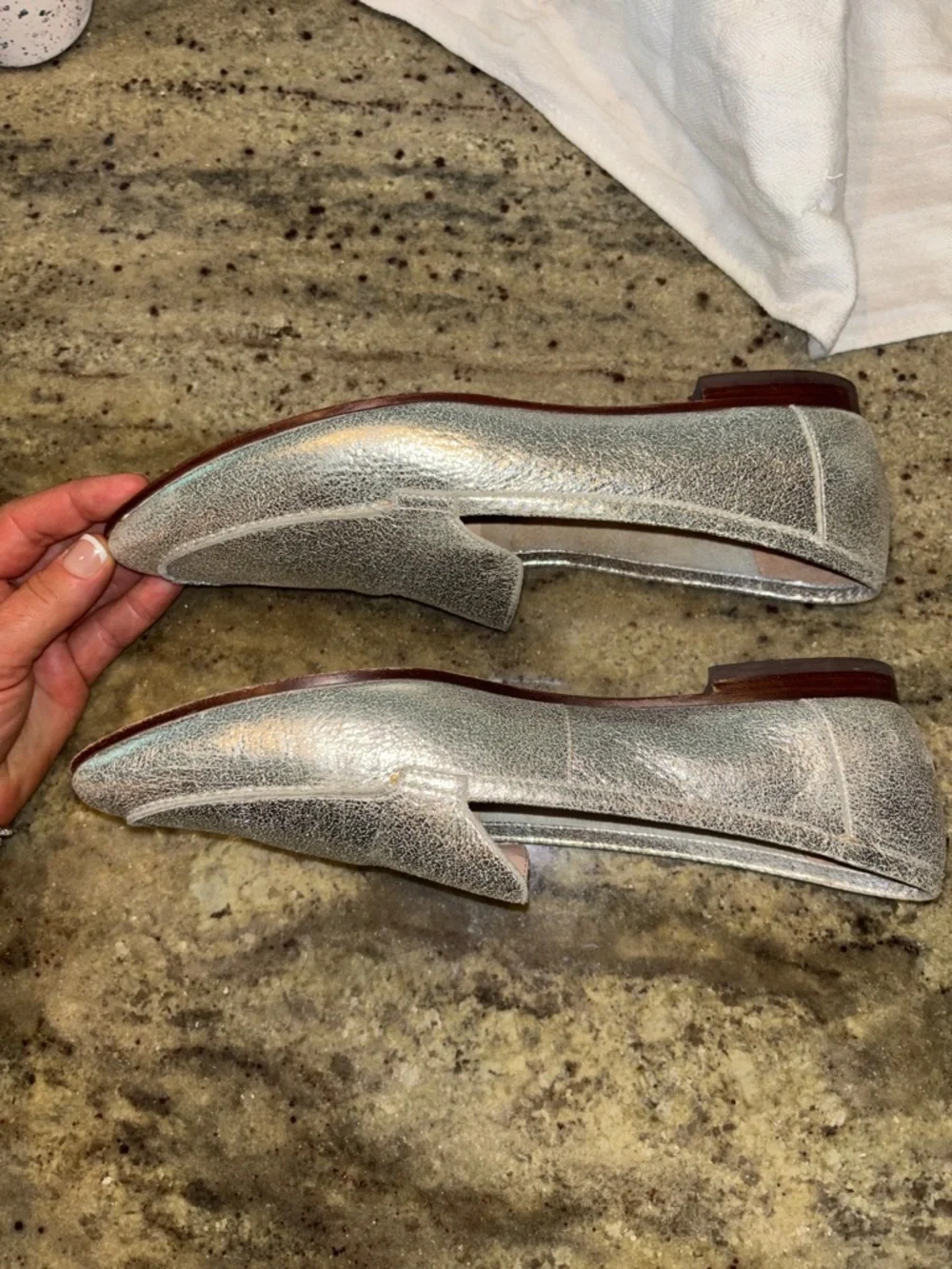 Kate Spade Carima Silver Metallic Loafers Size 10.5